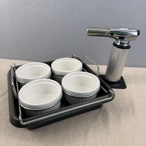Chicago Metallic Creme Brulee Set 4 Ramekins‎ 8x8 Pan Rack Kitchen Torch